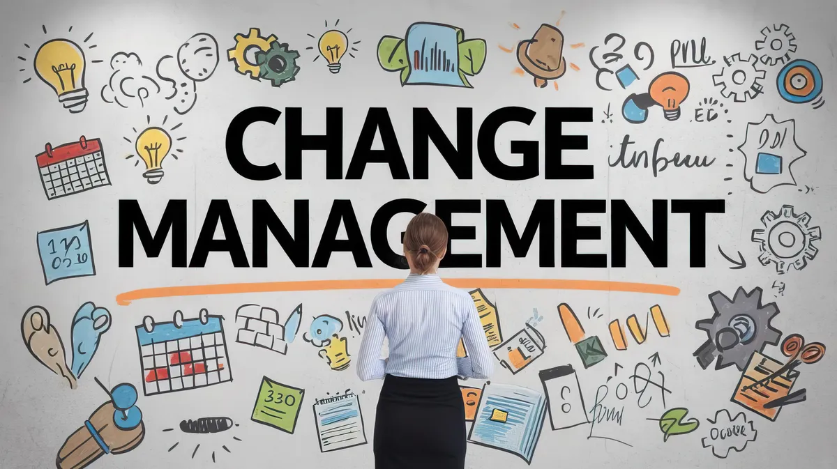 Change Management Workshop mit visualisierten Methoden an einer Wand